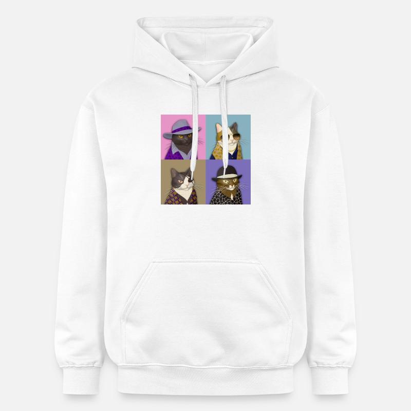 Badass Cat Quartet - Sweat à capuche Softstyle® Gildan Unisexe - blanc