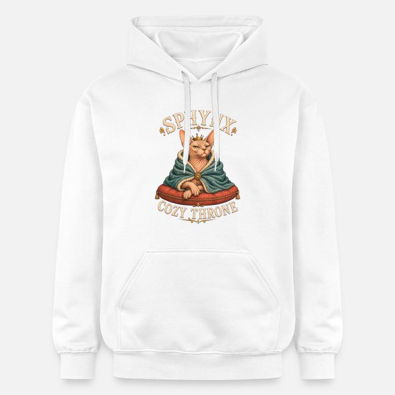 SPHYNX TRÔNE DOUILLET Chat - Sweat à capuche Softstyle® Gildan Unisexe - blanc