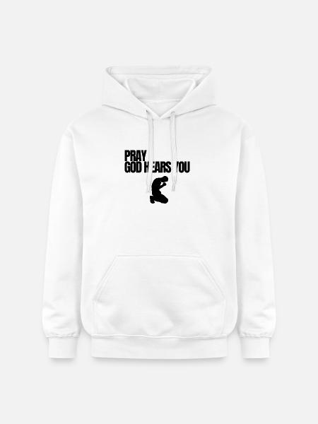 Black Christian Quote Praying Silhouette Design - Gildan Unisex Softstyle® Midweight Hoodie - white