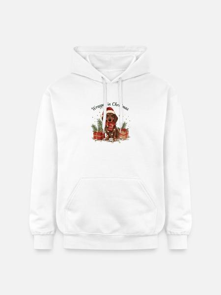 Noël teckel emballé dans Noël - Sweat à capuche Softstyle® Gildan Unisexe - blanc