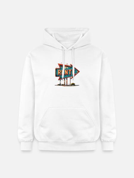 Pensionsskilt med pil – Vintage pensionsdesign - Gildan Softstyle® Midweight unisex-hoodie - hvid