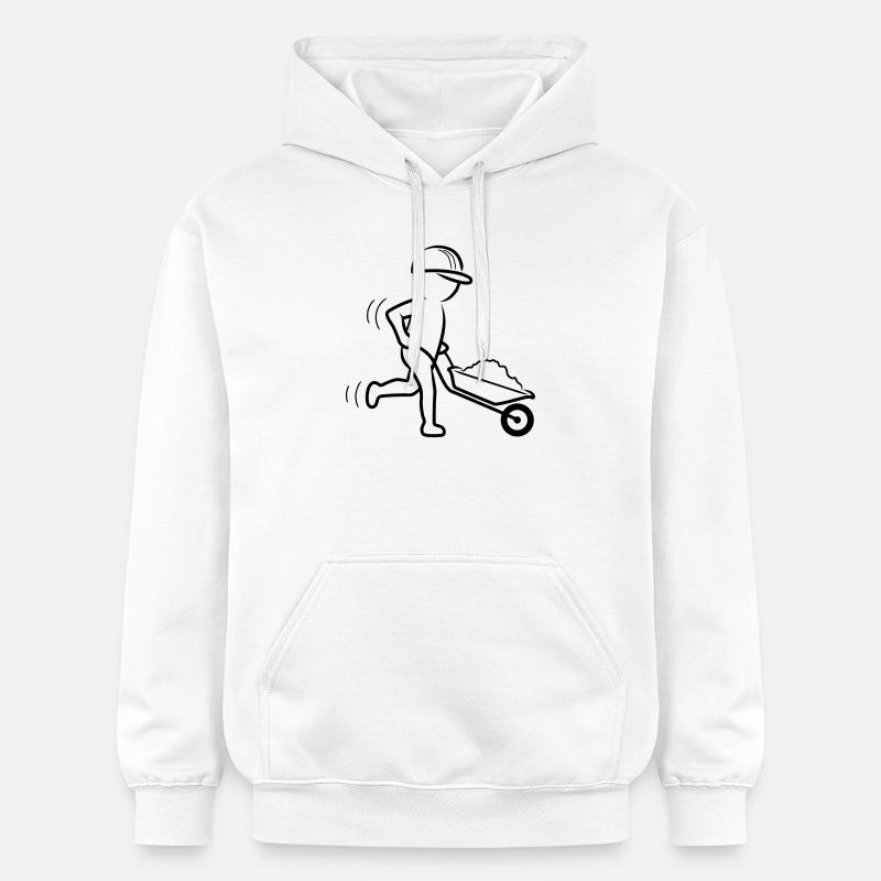 Bauarbeiter mit Schubkarre - Gildan Unisex Softstyle® Midweight Hoodie - Weiß