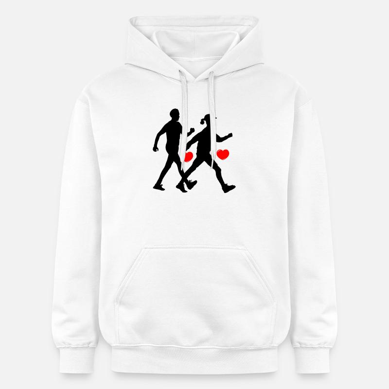 Deux marcheurs avec des cœurs - Sweat à capuche Softstyle® Gildan Unisexe - blanc