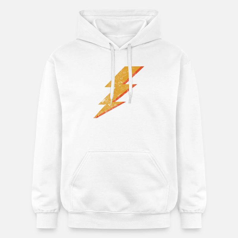 Éclair rouge et jaune de style grunge - Sweat à capuche Softstyle® Gildan Unisexe - blanc