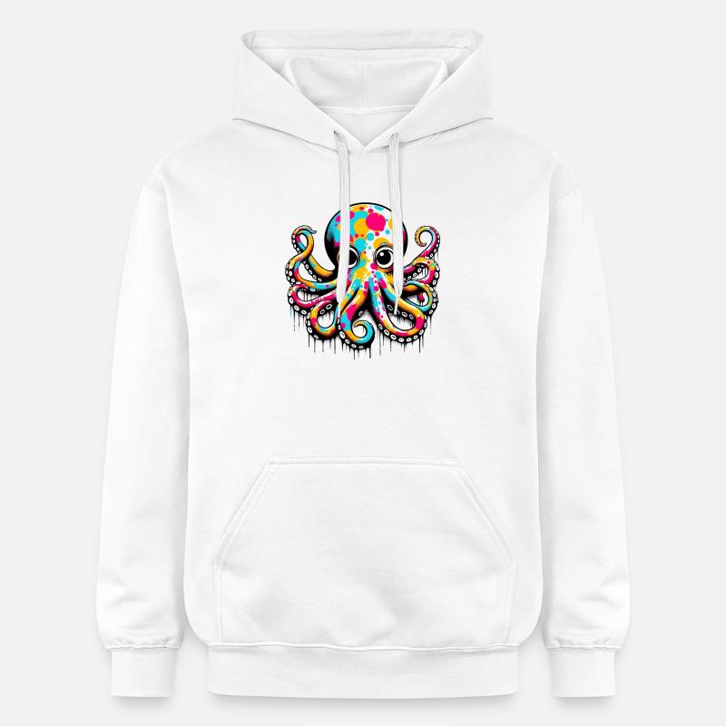 Pieuvre - Sweat à capuche Softstyle® Gildan Unisexe - blanc