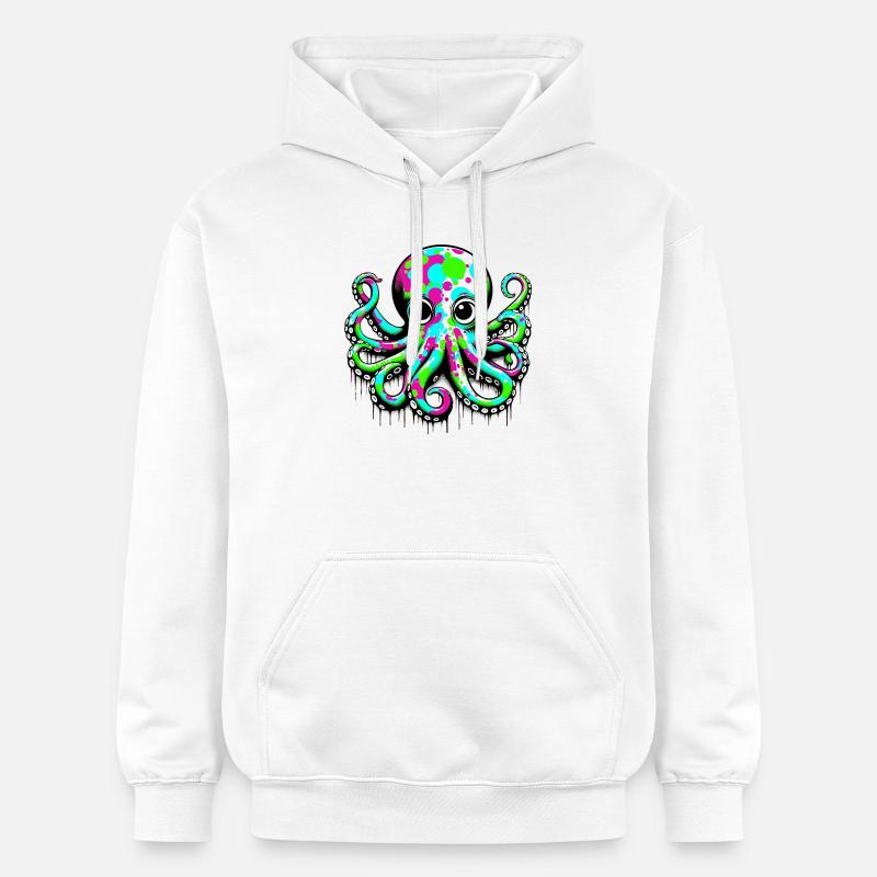 Pieuvre - Sweat à capuche Softstyle® Gildan Unisexe - blanc