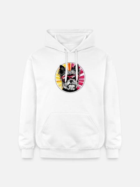 Dog with sunglasses neon design - Gildan Unisex Softstyle® Midweight Hoodie - white