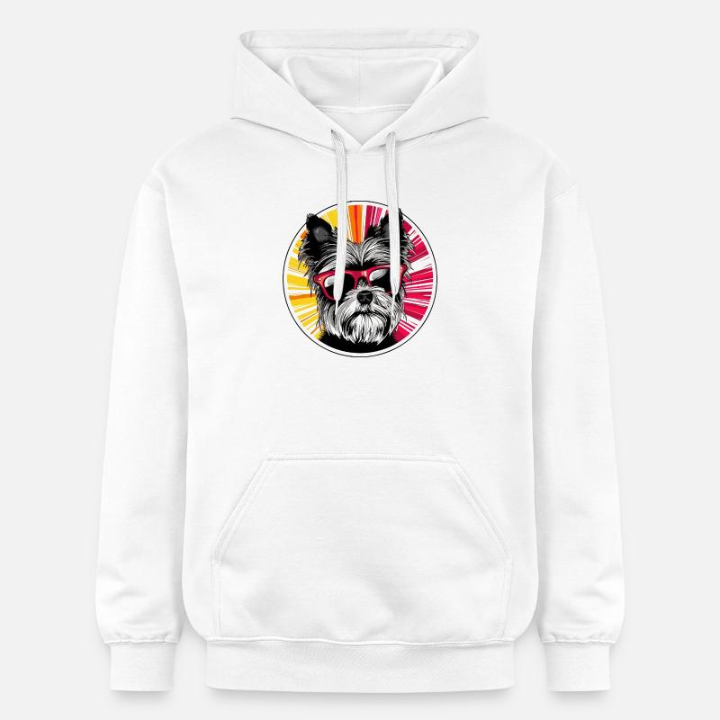 Hund mit Sonnenbrille Neon Design - Gildan Unisex Softstyle® Midweight Hoodie - Weiß