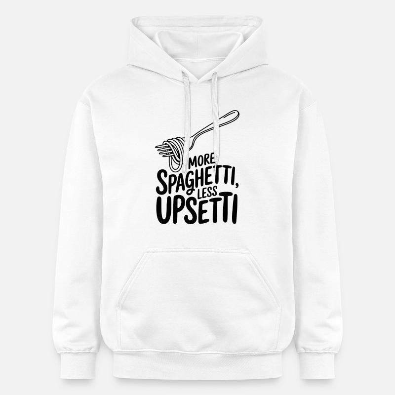 Moins d’Upsetti Plus de Spaghetti - Sweat à capuche Softstyle® Gildan Unisexe - blanc