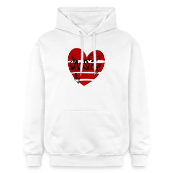 Musik Herz mit Noten - Gildan Unisex Softstyle® Midweight Hoodie - Weiß - Vorne - Liana (172cm) & Jaron (178cm)