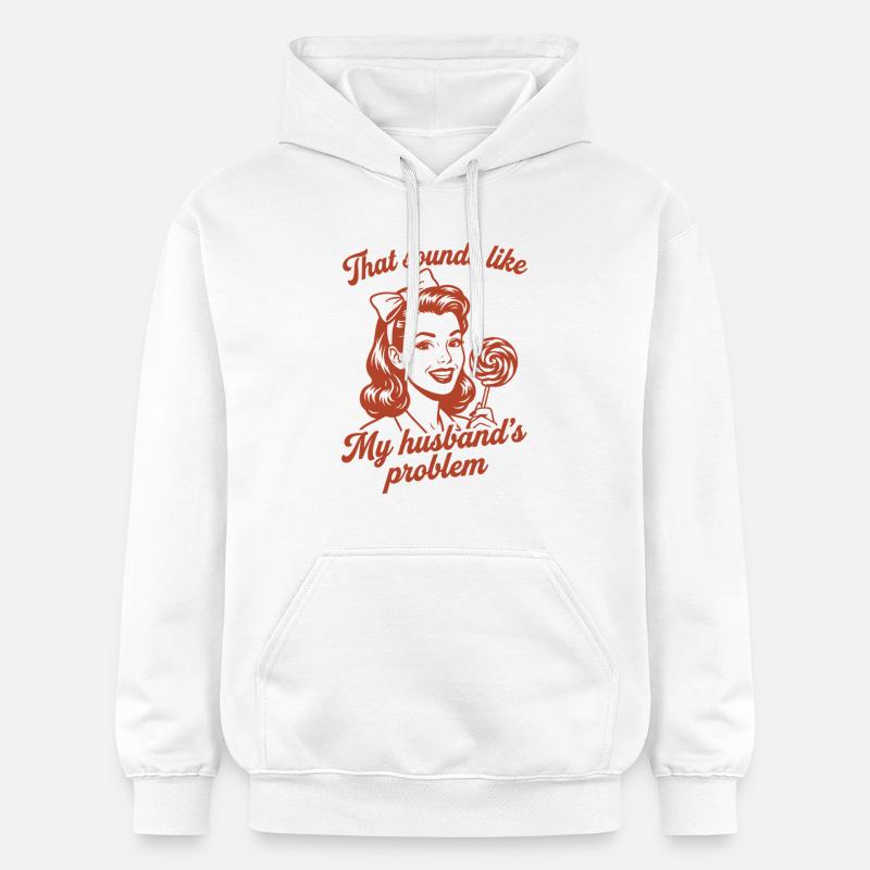 Husband's Problem – Lustiger Ehefrau Spruch - Gildan Unisex Softstyle® Midweight Hoodie - Weiß