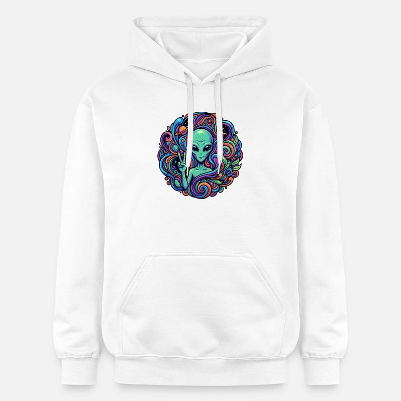 Extraterrestre Signe de paix Extraterrestre psychédélique - Sweat à capuche Softstyle® Gildan Unisexe - blanc