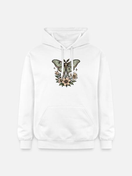 Moth with flower bouquet - Gildan Unisex Softstyle® Midweight Hoodie - white
