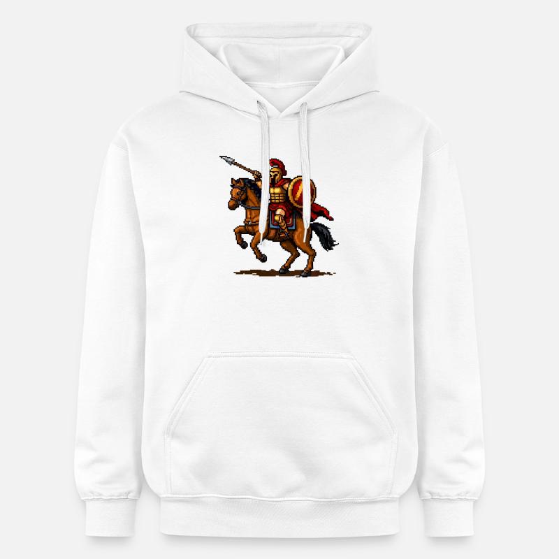 Chevalier Pixel à Cheval - Sweat à capuche Softstyle® Gildan Unisexe - blanc