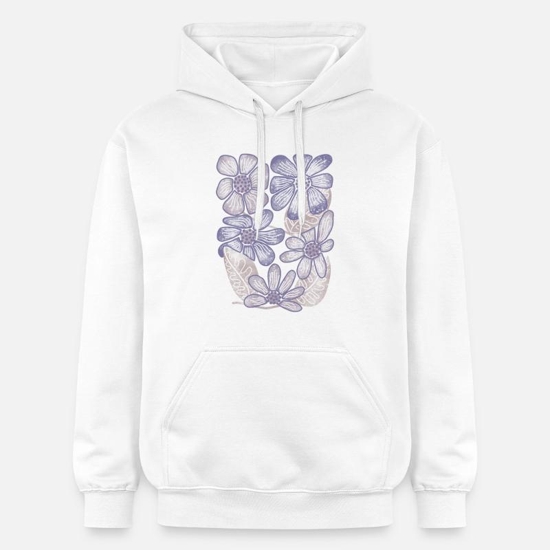 Imprimé floral Lavender Bloom - Sweat à capuche Softstyle® Gildan Unisexe - blanc