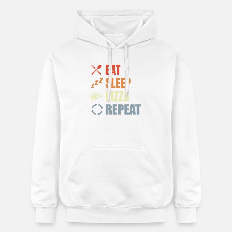 Manger Pizza Dormir Répéter - Sweat à capuche Softstyle® Gildan Unisexe - blanc