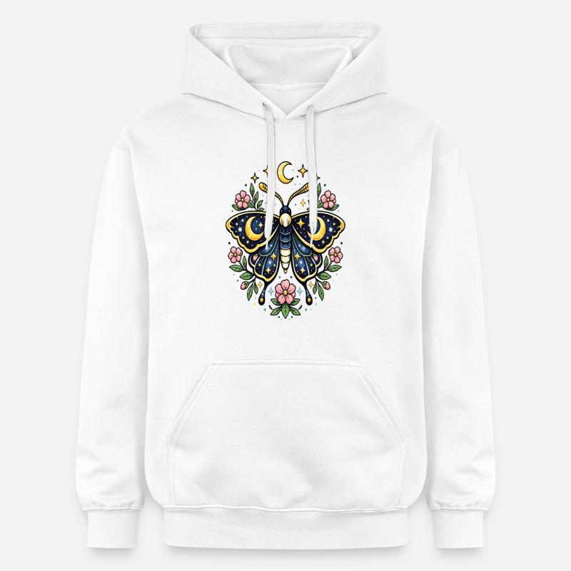 Papillon céleste lune fleurs étoiles - Sweat à capuche Softstyle® Gildan Unisexe - blanc