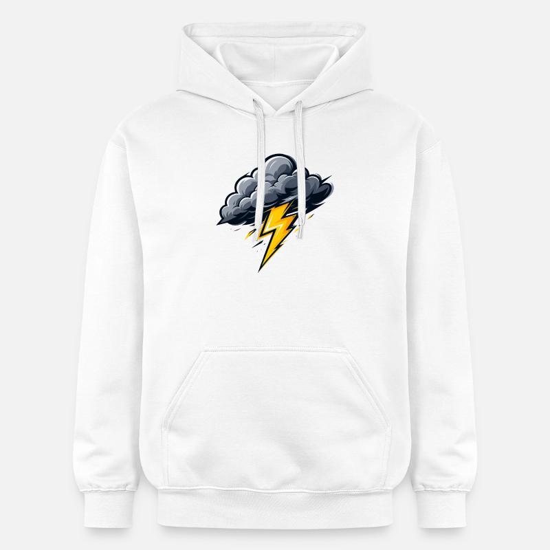 Nuage, Éclairs, Orage, Motif météo - Sweat à capuche Softstyle® Gildan Unisexe - blanc