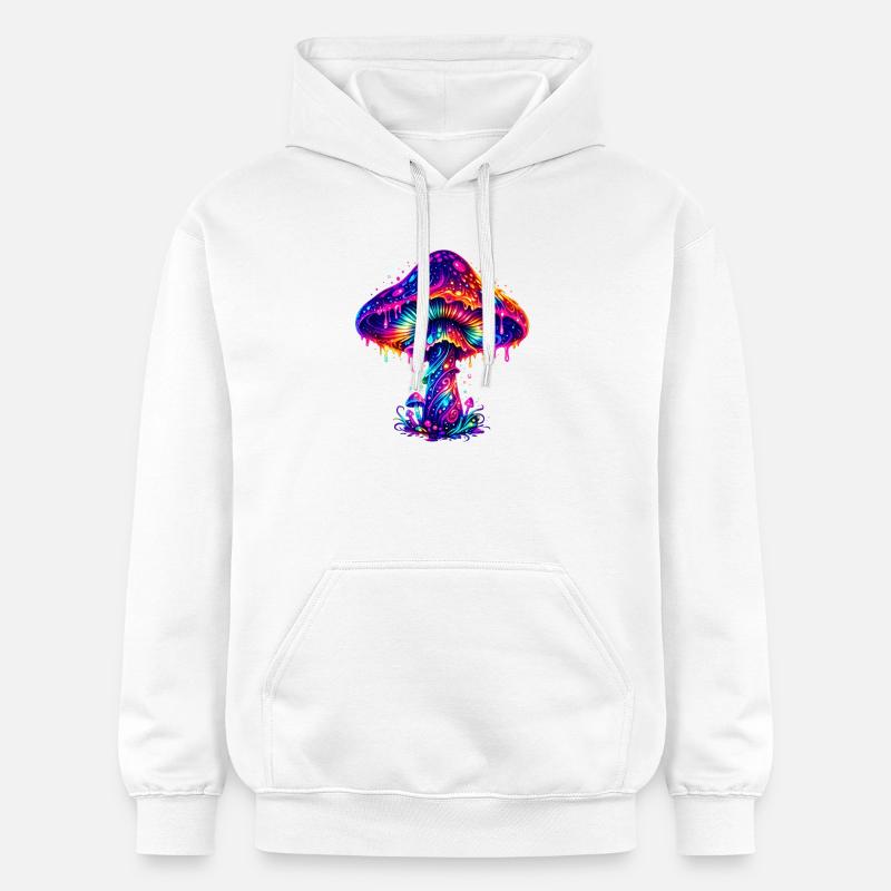 Champignon arc-en-ciel psychédélique - Sweat à capuche Softstyle® Gildan Unisexe - blanc