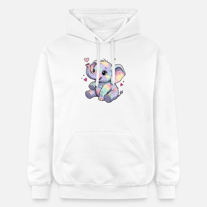 Cœur câlin d’éléphant pastel - Sweat à capuche Softstyle® Gildan Unisexe - blanc