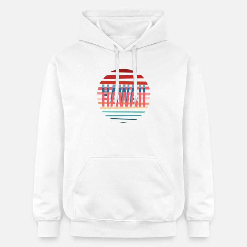 Hawaii Retro Sun - Sweat à capuche Softstyle® Gildan Unisexe - blanc