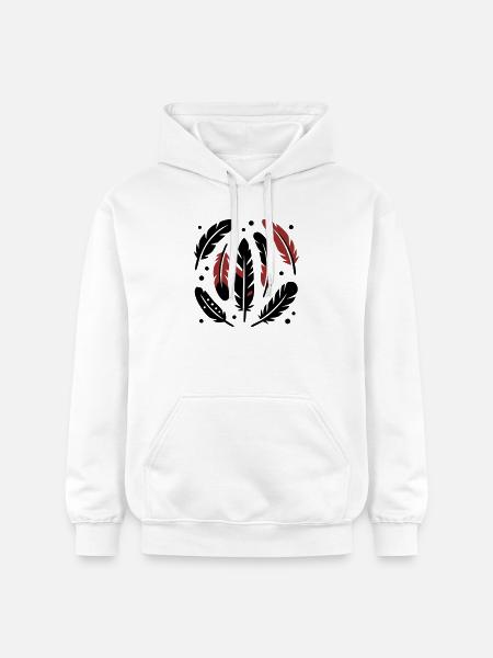 Bird Feathers Circle Logo - Gildan Unisex Softstyle® Midweight Hoodie - white