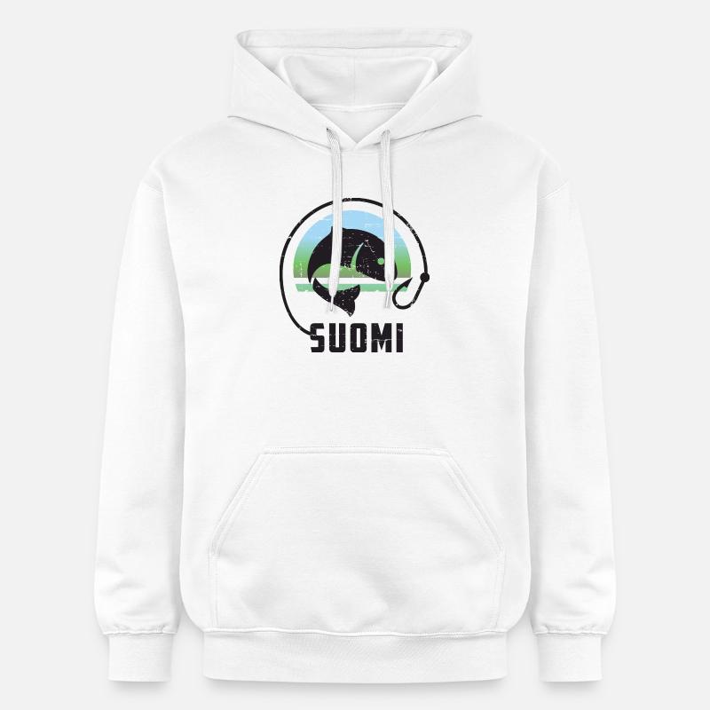 Vacances de pêche en Finlande - Sweat à capuche Softstyle® Gildan Unisexe - blanc