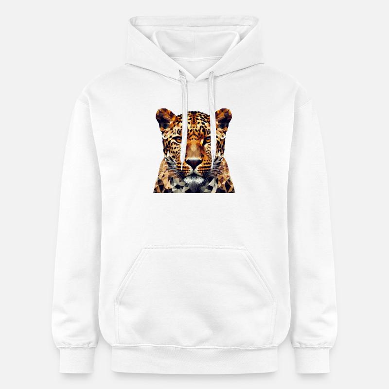 Léopard de style polygonal - Sweat à capuche Softstyle® Gildan Unisexe - blanc