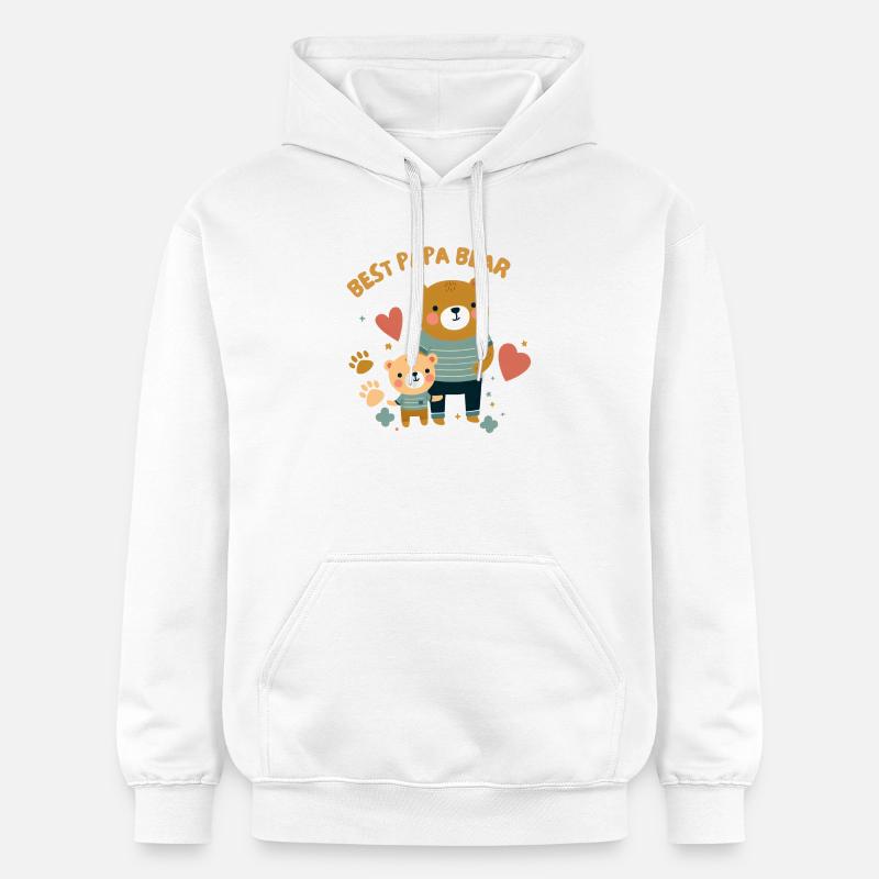Fête des pères. Meilleur Papa Bear - Sweat à capuche Softstyle® Gildan Unisexe - blanc