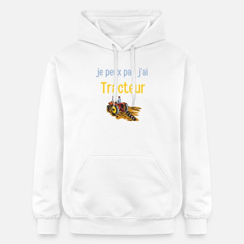 je peux pas j’ai Tracteur - Sweat à capuche Softstyle® Gildan Unisexe - blanc