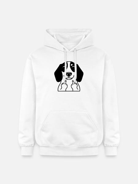 Il bassotto sfacciato mostra il dito medio - Fumetto divertente - Felpa con cappuccio unisex Softstyle® Gildan con grammatura media - bianco