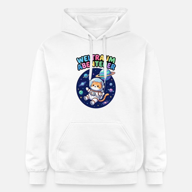 Chat Aventurier de l’Espace - Sweat à capuche Softstyle® Gildan Unisexe - blanc