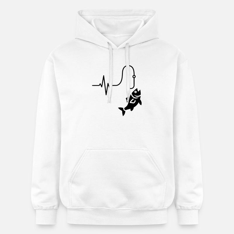 Silhouette de poisson pulsé ECG - Sweat à capuche Softstyle® Gildan Unisexe - blanc