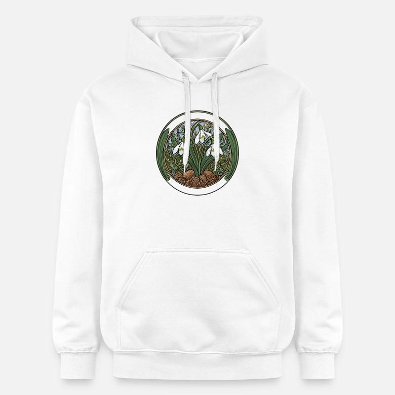 Perce-neige dans le cercle Art nouveau - Sweat à capuche Softstyle® Gildan Unisexe - blanc