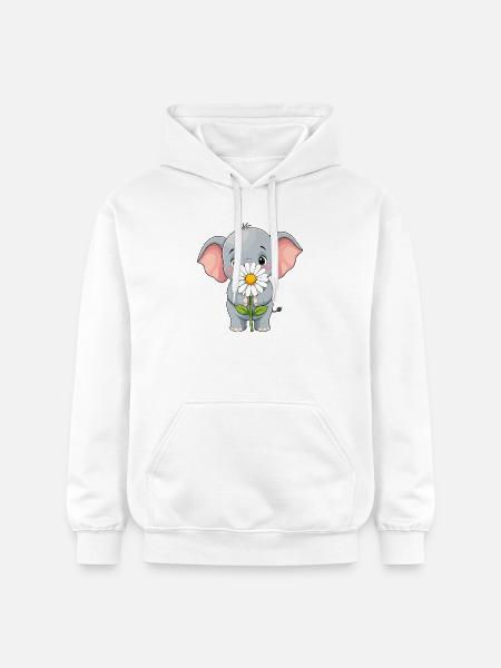 Kleiner Elefant mit Blume - Gildan Unisex Softstyle® Midweight Hoodie - Weiß