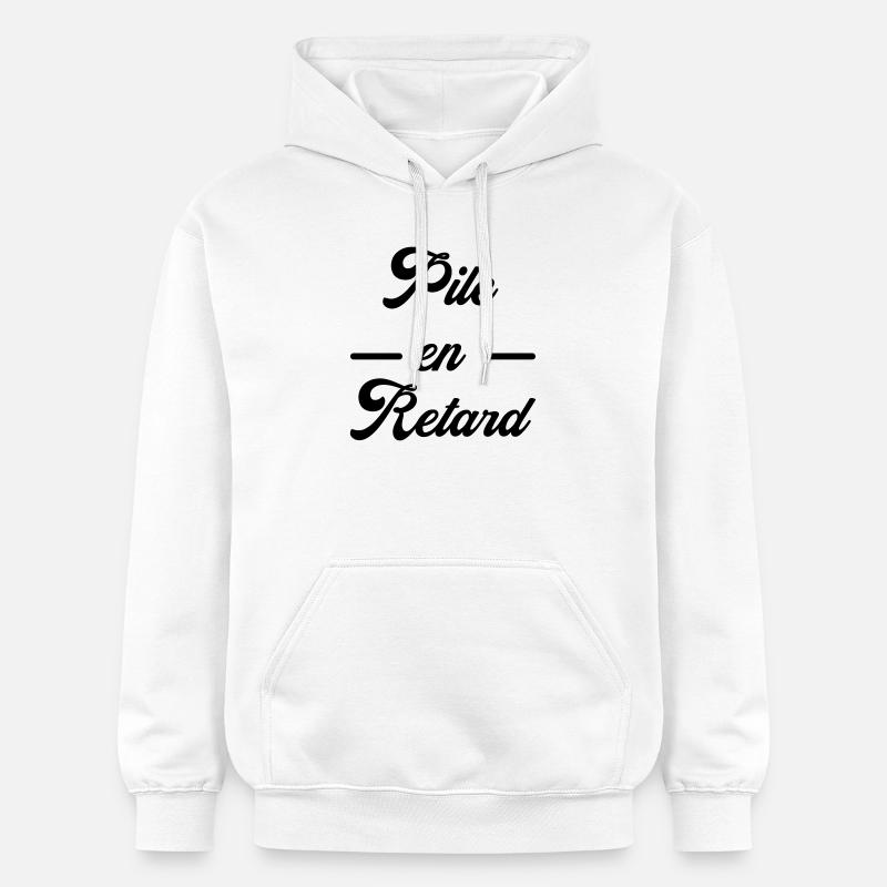 Pile en retard / Humour / Ponctualité - Sweat à capuche Softstyle® Gildan Unisexe - blanc