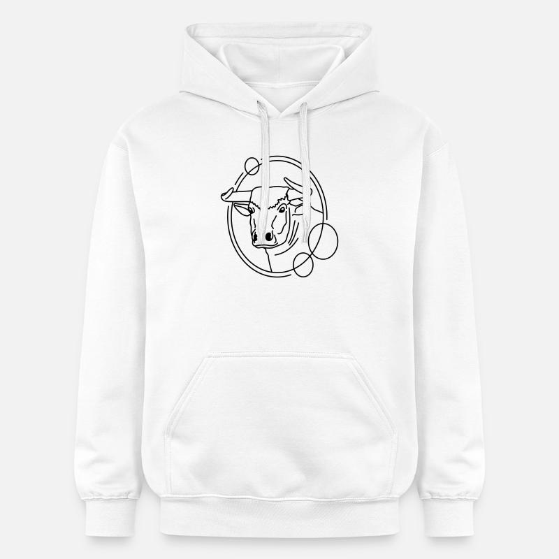 Stier in geometrischer Form - Line-Art-Design - Gildan Unisex Softstyle® Midweight Hoodie - Weiß
