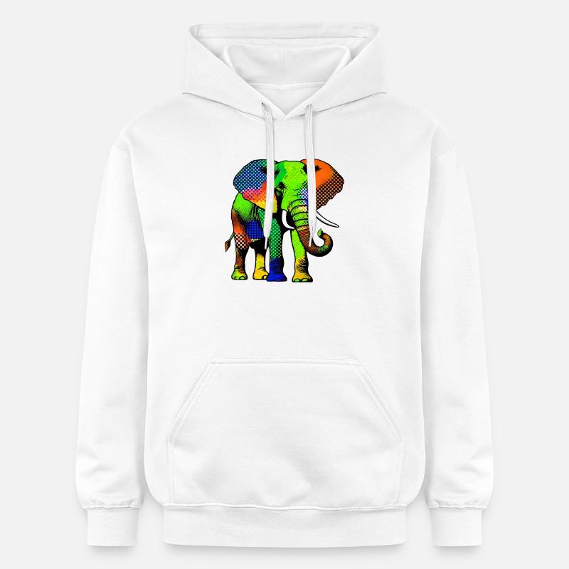 Éléphant - Sweat à capuche Softstyle® Gildan Unisexe - blanc