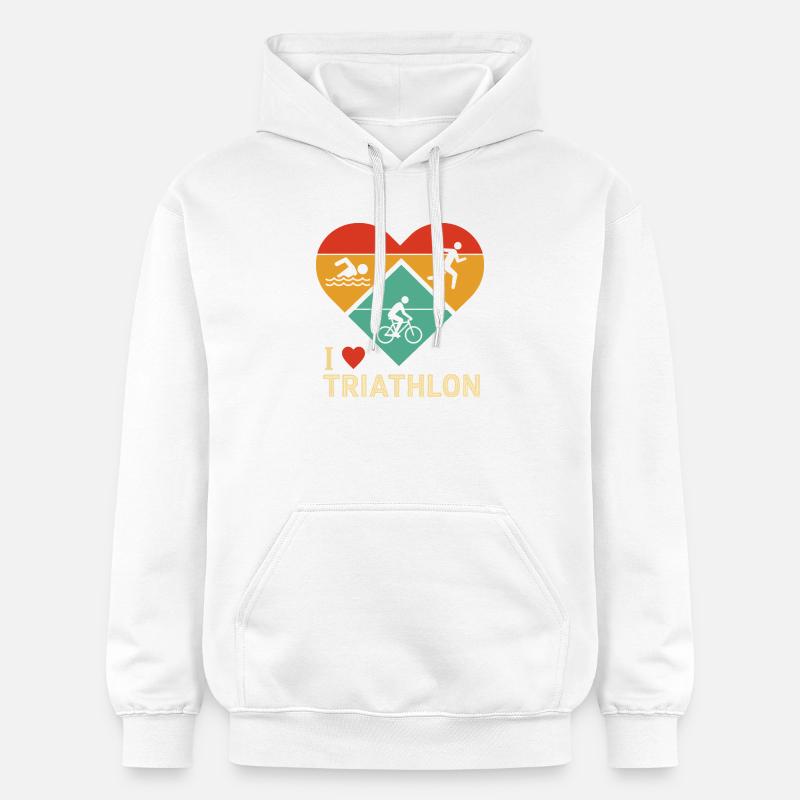 Illustration de cœur de triathlon - Sweat à capuche Softstyle® Gildan Unisexe - blanc