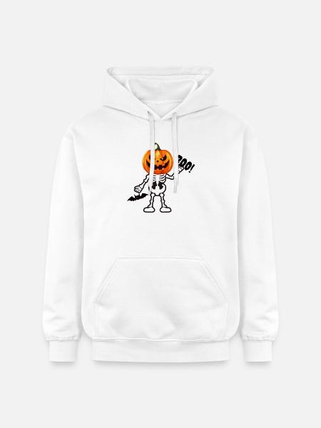 BOO! Pumpkin Skeleton – Funny Halloween Spook - Gildan Unisex Softstyle® Midweight Hoodie - white