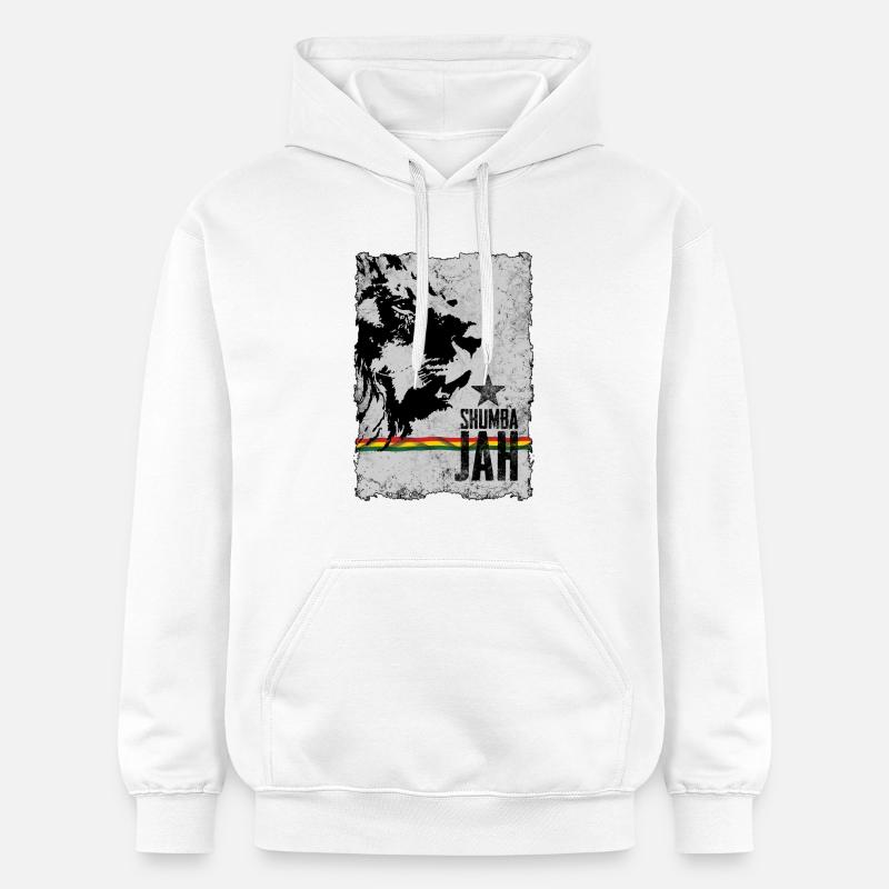 Visage de lion avec drapeau reggae - Sweat à capuche Softstyle® Gildan Unisexe - blanc