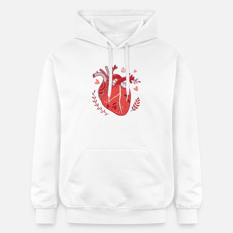 Coeur anatomique dans un style moderne - Sweat à capuche Softstyle® Gildan Unisexe - blanc