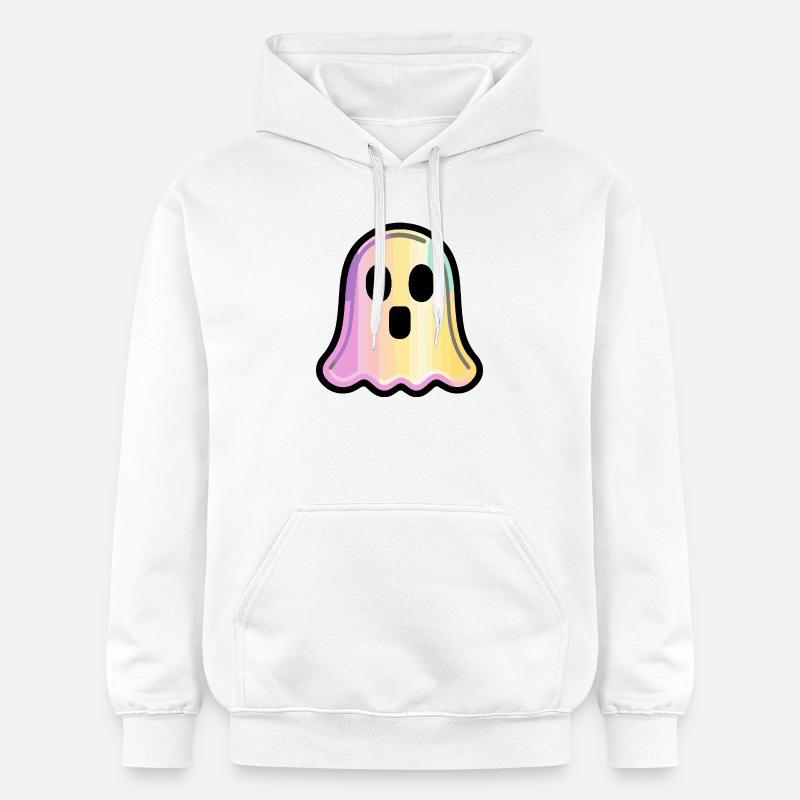 Fantôme Halloween Bande dessinée Mignon - Sweat à capuche Softstyle® Gildan Unisexe - blanc