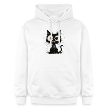 Funny black cat with big eyes – splash - Gildan Unisex Softstyle® Midweight Hoodie - white - Front - Liana (172cm) & Jaron (178cm)