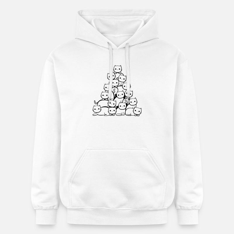 Chat Arbre de Noël - Sweat à capuche Softstyle® Gildan Unisexe - blanc