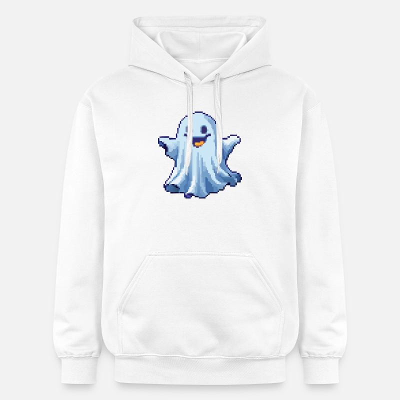 Pixel Ghost: Pixelated Friendly Spirit - Sweat à capuche Softstyle® Gildan Unisexe - blanc