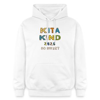 Kita Kind 2026 - Sweat à capuche Softstyle® Gildan Unisexe - blanc - Devant - Liana (172cm) & Jaron (178cm)