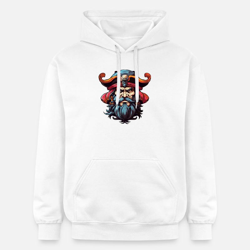 Pirat mit Bart Comic - Gildan Unisex Softstyle® Midweight Hoodie - Weiß