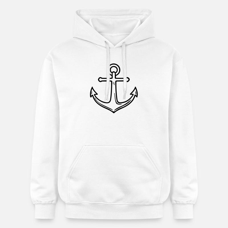 Contour du symbole d’ancre - Sweat à capuche Softstyle® Gildan Unisexe - blanc
