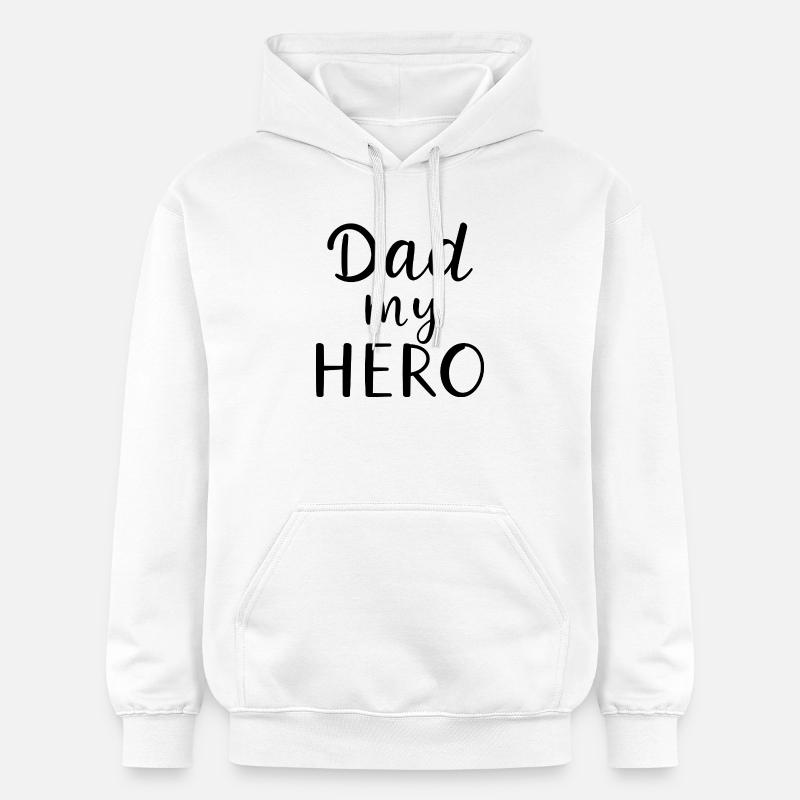 Thème Papa Mon Héros – Père Héros - Sweat à capuche Softstyle® Gildan Unisexe - blanc